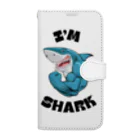 Ai蜂谷流歌によるオシャレ販売のむきむき　サメ　Shark 手帳型スマホケース