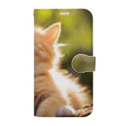 ショップ　猫まみれの子猫のあくび　yawning kitty Book-Style Smartphone Case