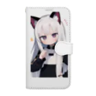 ケモ耳美少女キツネちゃん（AIart）のキュート＆ワイルドな髪の女の子 Book-Style Smartphone Case