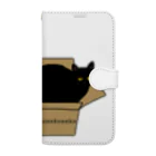 小鳥と映画館の黒猫と段ボール Book-Style Smartphone Case