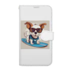 With-a-smileのサーフィン犬 Book-Style Smartphone Case