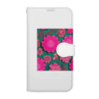 茉莉花の鮮やかなピンクの花柄 Book-Style Smartphone Case
