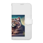 マヌル猫 Manul catのマヌル猫と満月 Book-Style Smartphone Case