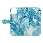 guruguのEbru　light blue Book-Style Smartphone Case:Opened (outside)