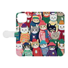 じょじお（猫大好きおじさん）の猫の大群 Book-Style Smartphone Case:Opened (outside)