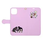 MukiyoのTrio of three dogs Book-Style Smartphone Case:Opened (outside)