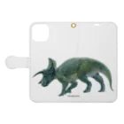 segasworksのTriceratops prorsus(トリケラトプス ・プロルスス)着彩画 Book-Style Smartphone Case:Opened (outside)