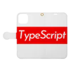 engineer-styleのTypeScript ボックスロゴ (赤) 手帳型スマホケースを開いた場合(外側)