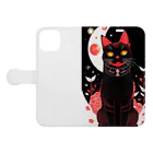 猫子猫の月と黒猫 Book-Style Smartphone Case:Opened (outside)