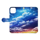 幻想夢風景-AIアート-のAIアート　虹色の雲 手帳型スマホケースを開いた場合(外側)