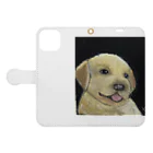 チョークアートグッズ😊のチョークアート　子犬🐶 Book-Style Smartphone Case:Opened (outside)