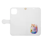 dolphineの上目遣いで見上げるrainbow cute cat Book-Style Smartphone Case:Opened (outside)