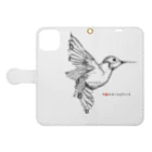 t-shirts-cafeのフォントイラストレーション『hummingbird（ハミングバード・ハチドリ）』 Book-Style Smartphone Case:Opened (outside)