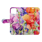 botanicalartAIのカラフルなスイトピー Book-Style Smartphone Case:Opened (outside)