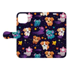 Vasetti_pressの可愛い犬の柄 Book-Style Smartphone Case:Opened (outside)