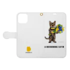 A BECKONING CATの愛をこめてはにゃ束ねこ　 Book-Style Smartphone Case:Opened (outside)