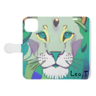 Leo.T Shopのライオンアート　Leo.T 手帳型スマホケースを開いた場合(外側)