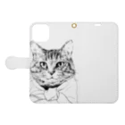 猫竹（nekotake)のペン画のしましま猫ちゃん Book-Style Smartphone Case:Opened (outside)