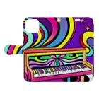 stugio_kの鮮やかなピアノ柄 手帳型スマホケースを開いた場合(外側)