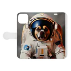 ✨そうのオリジナルグッズ✨の宇宙飛行士犬だワン！！ Book-Style Smartphone Case:Opened (outside)