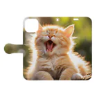 ショップ　猫まみれの子猫のあくび　yawning kitty Book-Style Smartphone Case:Opened (outside)