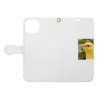 Happy Bird の黄色い鳥の横顔 Book-Style Smartphone Case:Opened (outside)