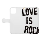 ファンタジスターのLOVE IS  ROCK 手帳型スマホケースを開いた場合(外側)