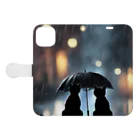 ANSの黒猫ちゃんの雨宿り Book-Style Smartphone Case:Opened (outside)