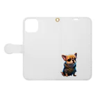 ブサかわフレンズのぶさかワン🐶 Book-Style Smartphone Case:Opened (outside)