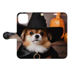 ToToMoの【ハロウィン】ドッグウィッチ 手帳型スマホケースを開いた場合(外側)