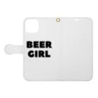 BEERのビールガール_黒字(透過) Book-Style Smartphone Case:Opened (outside)