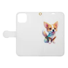 pondLeisurelyのカラフルで愛らしい子犬 Book-Style Smartphone Case:Opened (outside)