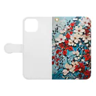 pondLeisurelyのブドウの木と花に彩られた美しいアクリル絵画 Book-Style Smartphone Case:Opened (outside)