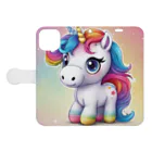 unicorn_dreamsのつぶらなユニちゃん Book-Style Smartphone Case:Opened (outside)