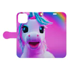 unicorn_dreamsのわたしミライから来たユニ 手帳型スマホケースを開いた場合(外側)