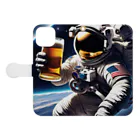 宇宙開発デザイン科の酒飲みアストロノーツ Book-Style Smartphone Case:Opened (outside)