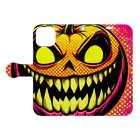 suncraft.Rのハッピーハロウィン！怖いかぼちゃのポップアート Book-Style Smartphone Case:Opened (outside)