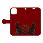 Kazuma_Endoのしっぽハート　Maroon Book-Style Smartphone Case:Opened (outside)