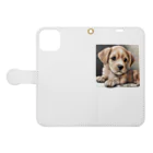 つぶらな瞳の子犬グッズ屋さんの癒しの子犬 Book-Style Smartphone Case:Opened (outside)