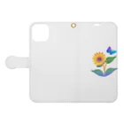 Flower Twinkleの黄色花と蝶 Book-Style Smartphone Case:Opened (outside)