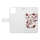 Lin Designのしかくい招き猫 Book-Style Smartphone Case:Opened (outside)