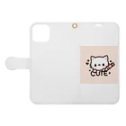 mini_asuのCut 猫 手帳型スマホケースを開いた場合(外側)