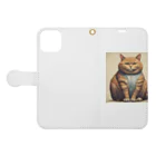 machakooのぽっちゃり猫 Book-Style Smartphone Case:Opened (outside)