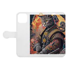 ZZRR12の「猫舞う戦士の神響：武神の至高の姿」 手帳型スマホケースを開いた場合(外側)