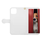 YUTO1126のジッパーから覗く犬 Book-Style Smartphone Case:Opened (outside)