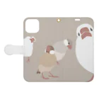 文鳥株式☆会社の文鳥さんがこっち見てる Book-Style Smartphone Case:Opened (outside)