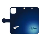 𝖕𝖊𝖙𝖎𝖙 ❋ 𝖗𝖊𝖕𝖔𝖘【 ﾌﾟﾃｨ・ﾙ ﾎﾟ 】の🔵心の癒し・°. ✶ two dolphin  Book-Style Smartphone Case:Opened (outside)