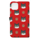 サバ白雑種猫のなめこちゃん屋のなめこパターン（赤） Book-Style Smartphone Case :back