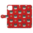 サバ白雑種猫のなめこちゃん屋のなめこパターン（赤） Book-Style Smartphone Case:Opened (outside)