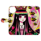 トトベス(T∴B∴M∴)🕊️の🐝ピンクムーンとミツバチと〈III女帝〉👸🏻 Book-Style Smartphone Case:Opened (outside)